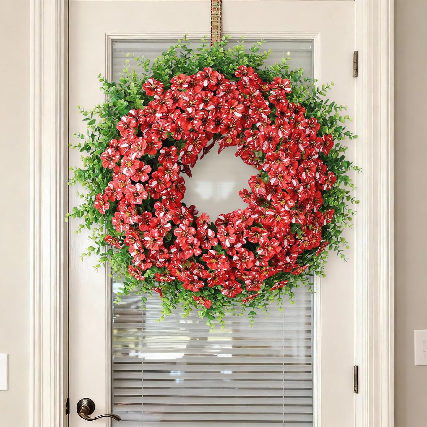Starry Sky Morning Glory Wreath by [Brand Name] - 26" Faux Eucalyptus & Flower Decor for Spring/Summer