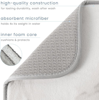 S&T INC. Jumbo Dish Drying Mat - Absorbent Microfiber Kitchen Counter Pad, 18” x 30”, Grey Stone