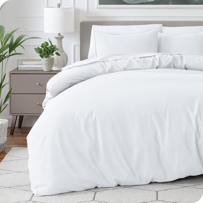 Bare Home Bedding Duvet Cover Queen Size - Premium 1800 Super Soft Duvet Covers Collection - Lightweight, Cooling Duvet Cover - Soft Breathable Bedding (Queen, White)
