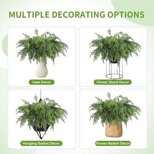 Bdor 12 Pack Norfolk Pine Branches - 18 Inch Faux Greenery Sprays for Holiday Decor & Centerpieces