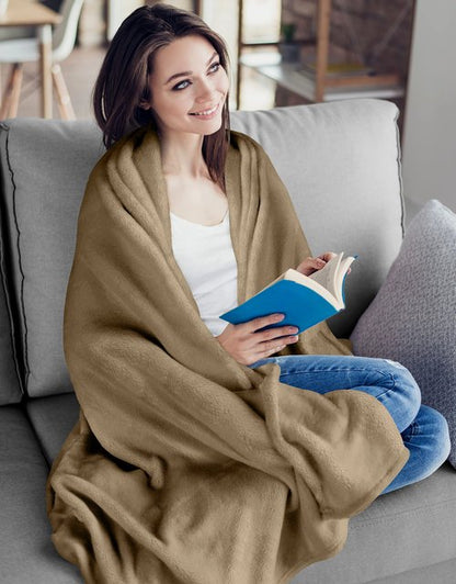 Utopia Bedding Fleece Blanket King Size Camel 300GSM (90x102 Inches) Luxury Soft Bed Blanket (Bulk Pack of 9)