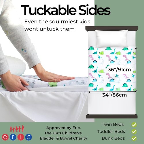 Hygge Sheets® Potty Training Pee Pads - 100% Waterproof, Non-Slip Bed Wetting Pad for Twin Beds | Washable Dinosaur Design