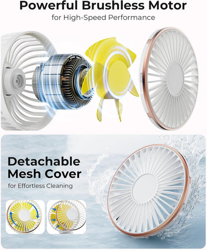 TUNISE Portable Handheld Fan - Rechargeable 4000mAh Battery | 180° Adjustable & 6 Speed Settings