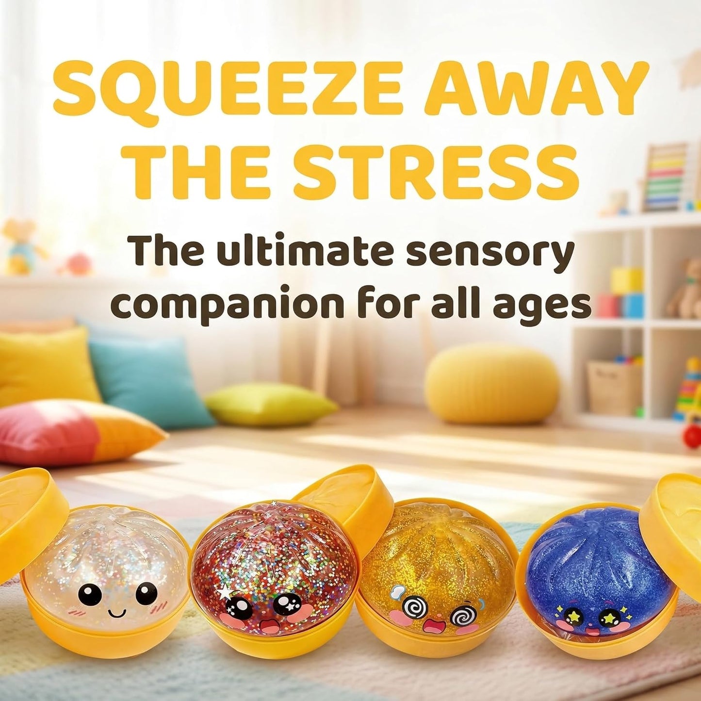Skiennix Glitter Dumpling Squishy Set - Colorful Sensory Stress Relief | Random Gift Box (2-Pack)