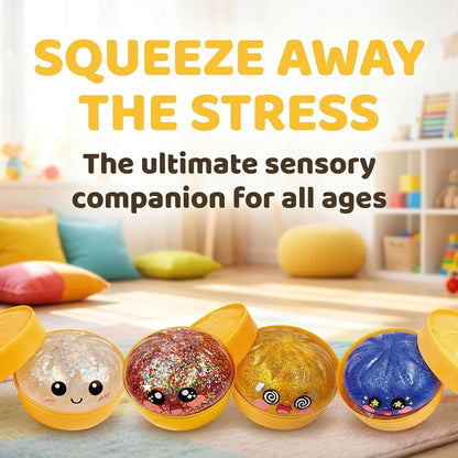 Skiennix Glitter Dumpling Squishy Set - Colorful Sensory Stress Relief | Random Gift Box (2-Pack)