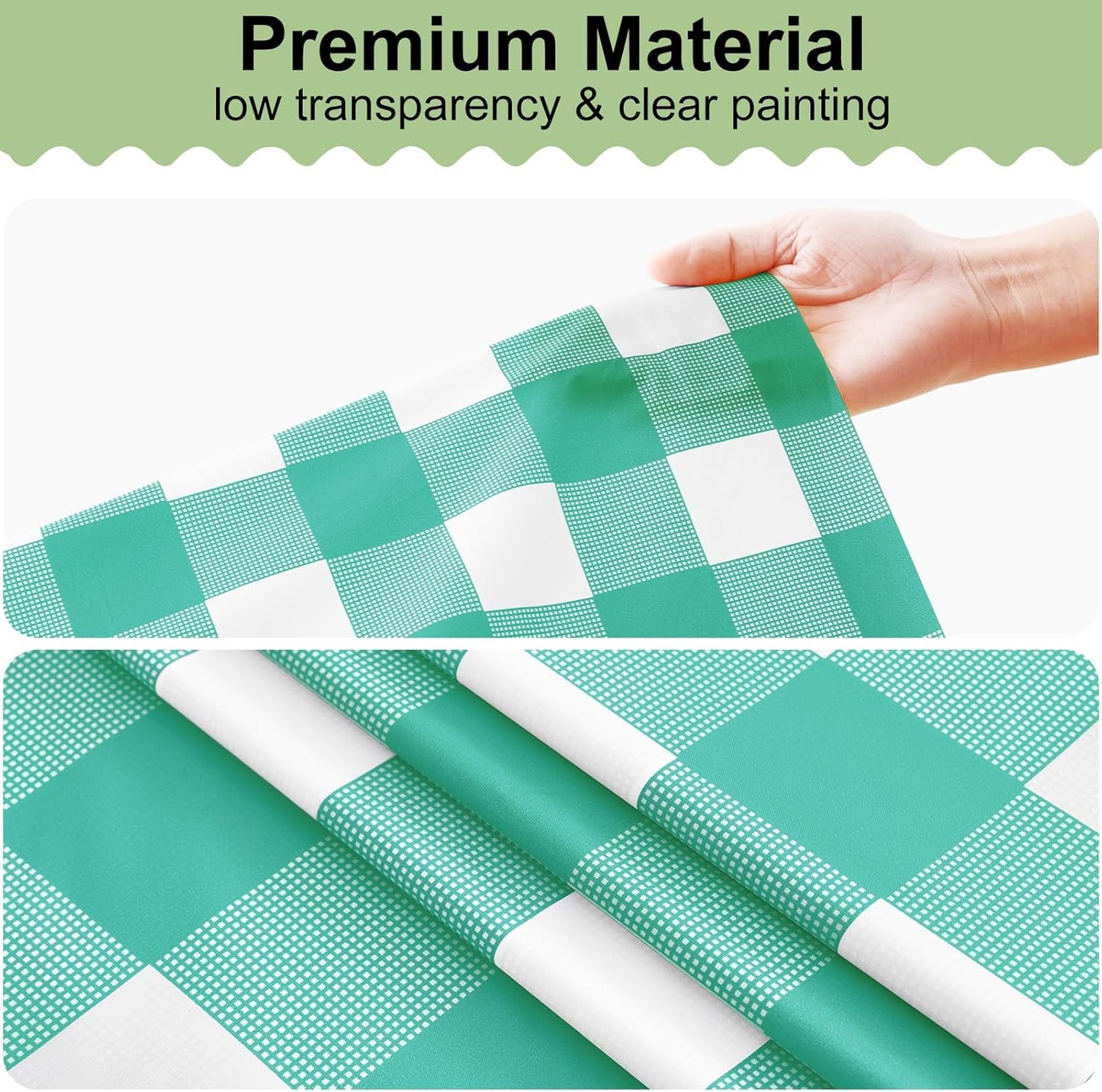 Misaya Buffalo Disposable Tablecloths - 54 x 108 Inch Waterproof Teal & White Checkered Covers for Parties & Picnics