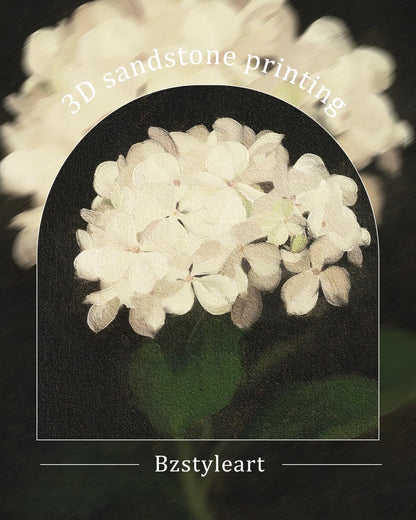 Bzstyleart Metal Framed Wall Art - Textured Hydrangea Canvas Print for Aesthetic Decor | 12 x 16 Inch