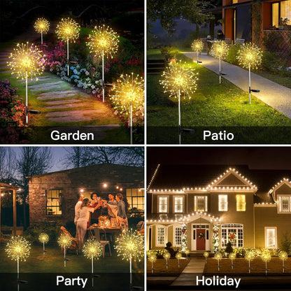 Suddus Solar Garden Lights - Waterproof 150LED Firework Fairy Lights for Outdoor Decor | 2-Pack Warm White