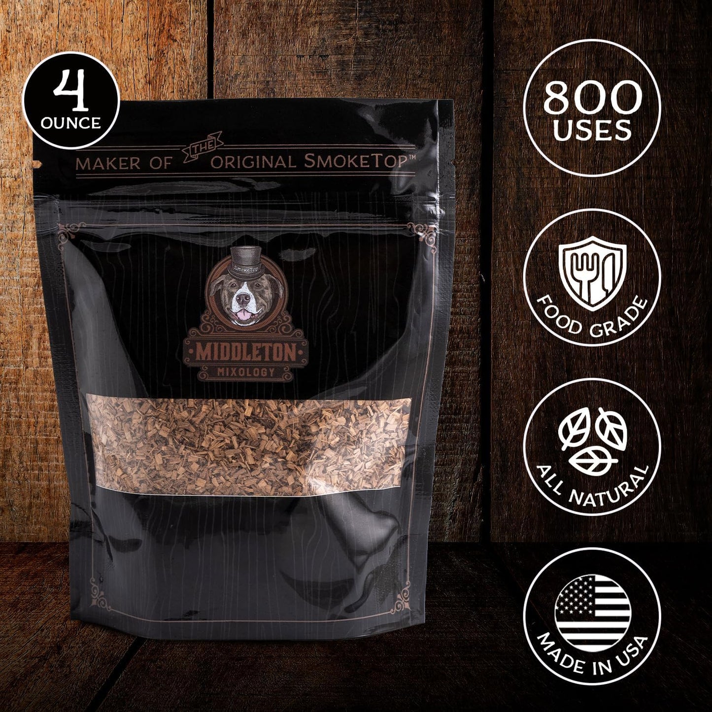 SmokeTop® 4oz Bag - Cocktail Smoker Chips for Old Fashioned Cocktails, Whiskey, & Bourbon - by Middleton Mixology Made in The USA (800 uses) (Cherry)