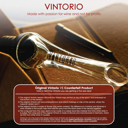 Wine Aerator Pourer and Replacement O-Rings and Air Tubes by Vintorio