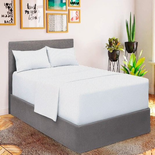 Mellanni Extra Deep Twin Sheets - 3 PC Iconic Collection Bedding - Hotel Luxury, Ultra Soft, Cooling Bed Sheets - Wrinkle, Fade, Stain Resistant (Twin, Pinstripe Gray)