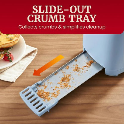 Elite Gourmet SLIMTOAST™ 2-Slice Long Slot Toaster - Cool-Touch Body, 6 Settings, Ocean Blue