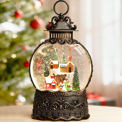 Priddop Village Snow Globe | Musical Christmas Decoration with Snowman Scene - 10.6 Inch