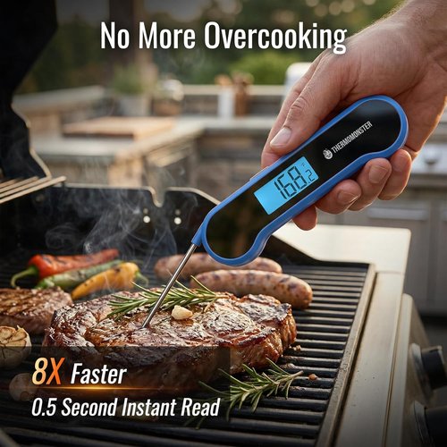 Instant Read Meat Thermometer - Skiennix Digital Cooking Thermometer with ±0.5℉ Precision | Blue