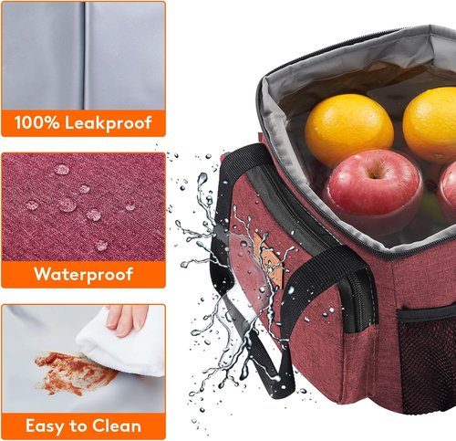 Lifewit Insulated Lunch Bag - Soft Cooler Tote for Men & Women | Burgundy 12-Can Capacity (9L)