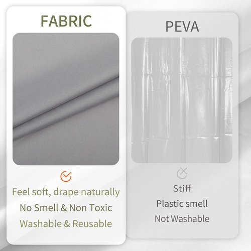 ALYVIA SPRING Long Fabric Shower Curtain Liner Waterproof - 72" x 78", Soft & Lightweight Long Shower Curtain with 3 Magnets, Machine Washable - 72x78, Grey