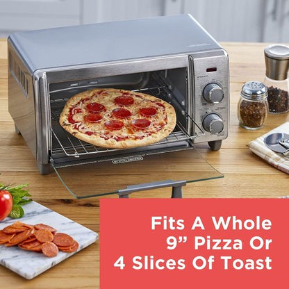 BLACK+DECKER Crisp 'N Bake Air Fry Oven - 5-in-1 Convection Toaster for 9” Pizza, Medium Capacity, Stainless Steel