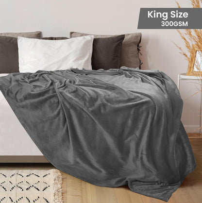 Utopia Bedding Grey Fleece Blanket - Luxury Soft King Size (90x102 Inch) | Bulk Pack of 9