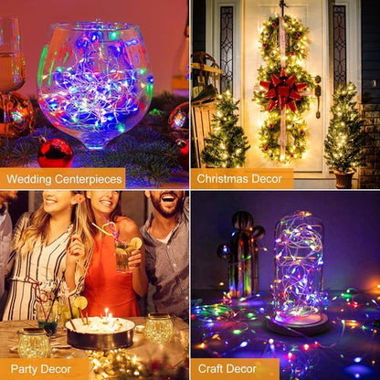 Btfarm 12 Pack Fairy Lights - Battery Operated Twinkle String Lights | 7ft Waterproof Mini Silver Wire for Christmas & Weddings, Warm White/Colorful