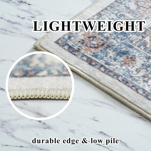 Hallway Washable Runner Rug - Vintage Soft Non-Slip 3x6 Entryway Floor Mat | Ideal for Kitchen & Living Room