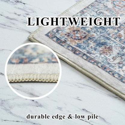Hallway Washable Runner Rug - Vintage Soft Non-Slip 3x6 Entryway Floor Mat | Ideal for Kitchen & Living Room