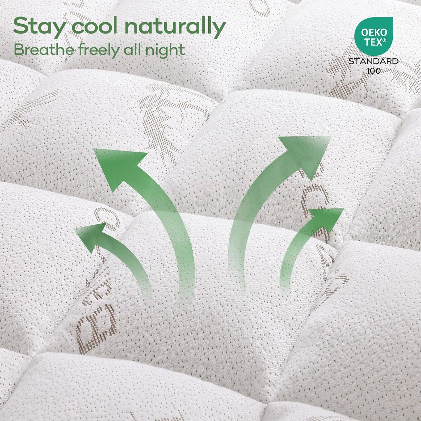 OLANLY Queen Mattress Topper - Cooling Bamboo Viscose Pillow Top for Back Pain Relief | Plush Down Alternative, White