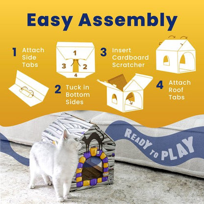 LiBa Cardboard Holiday Cat House with Scratch Pad and Catnip, Cat Bed for Indoor Cats, Cat Scratching Toy, Christmas Decorations Cat Gifts for Cats Mummy House