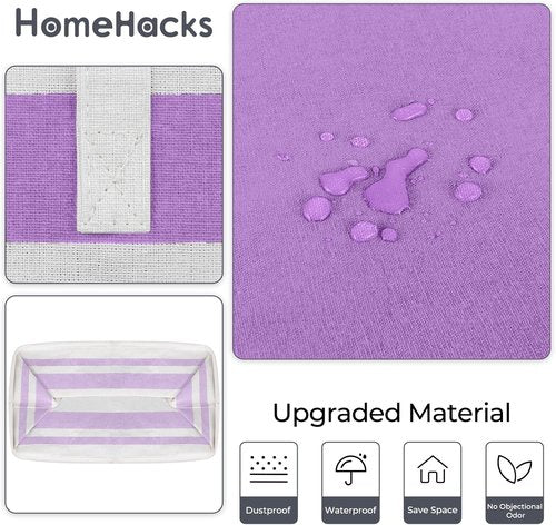 HomeHacks Large Waterproof Laundry Baskets - Collapsible Hampers with Reinforced Handles | 100L Each, Purple