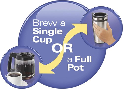 Hamilton Beach FlexBrew Coffee Maker - Versatile 2-Way Brewing for K-Cup Pods & Grounds | Black & Silver
