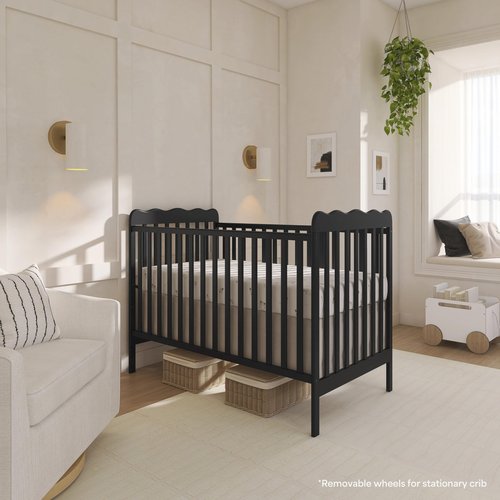 Dream On Me Carson Classic 3-in-1 Convertible Full-Size Baby Crib in Black, GreenGuard Gold & BSA, 4 Mattress Heights, Converts to Day & Toddler Bed, Locking Wheels, Classic Nursery Design