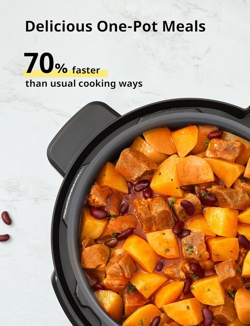 COMFEE’ 8 Quart Pressure Cooker - 16 Cooking Functions, Non-Stick Ceramic Inner Pot | Versatile Slow Cooker & Yogurt Maker