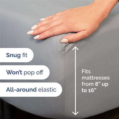 Skiennix Full Size 4-Piece Sheet Set - Comfy Cooling Bed Sheets for All Ages - Deep Pockets, Soft & Wrinkle-Free - Oeko-Tex Certified - Steel Blue