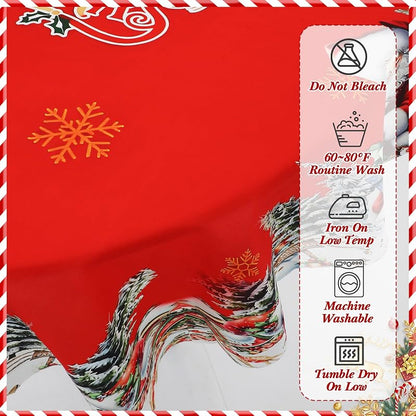Christmas Tablecloth and Chair Cover Set, 60 Inch Round (6 Chair Covers) – Polyester, Holiday Table Decor