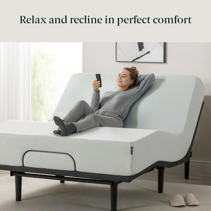 Zinus Nadia Adjustable Bed Frame - Electric Reclining Platform Base with Wireless Remote | Queen Size