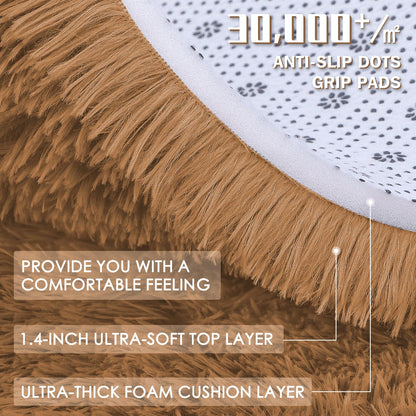 OLANLY Area Rugs for Living Room Bedroom, Machine Washable 4x5.9 ft Soft Fluffy Shaggy Bedside Rug, Indoor Floor Carpet for Kids Girls and Boys, Dorms, Nursery Rooms, Home Decor Aesthetic, Khaki