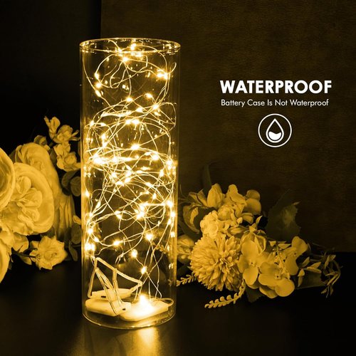 Bexdir Fairy Lights - 12 Pack Battery Operated 7FT Waterproof Silver Wire String Lights for Home Decor | Party & Wedding