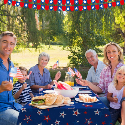 Patriotic Tablecloths by [Brand Name] - 3 Pack Disposable Rectangle Covers | Red, White & Blue Stars - 54x108 Inch for 4th of July Celebrations