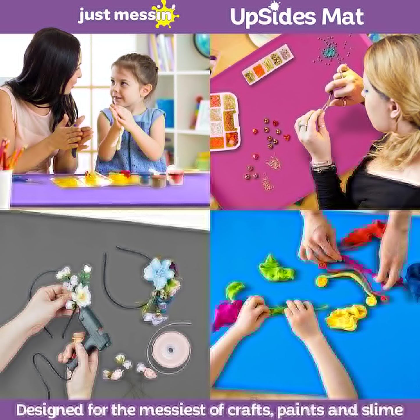 Just Messin’ Silicone Art Mat - Reusable Non-Slip Heat-Resistant Craft Mat with Raised Edges | 16"x26", Gray