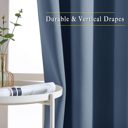 NICETOWN Stone Blue Short Curtains 36 inches Long for Kitchen, Grommet Sunlight Reducing Solid Vertical Window Treatments for Cafe & Home Office, 2 Panels, W52 x L36