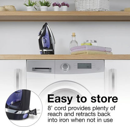 Hamilton Beach Steam Iron - Powerful 1200W Garment Steamer with Stainless Steel Soleplate | Black, Pack of 2