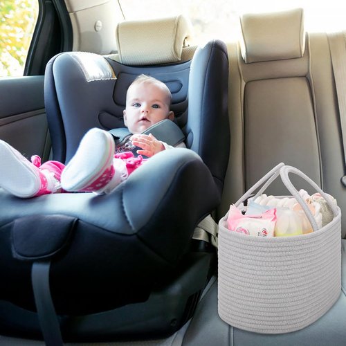 COMSE Baby Diaper Caddy Organizer - Portable Tote Bag with Divider for Newborn Essentials | Cool Gray