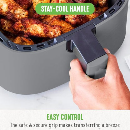 GreenLife 4.5QT Air Fryer - PFAS-Free Ceramic Nonstick, Adjustable Temp & Timer, Compact Graphite Design