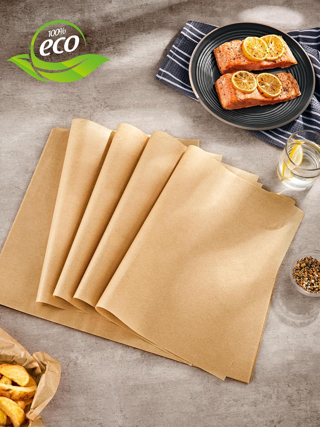 SMARTAKE Parchment Paper Sheets - 120 Pcs Non-Stick Baking Paper, 16x24 Inch, Unbleached for Air Fryer & Oven