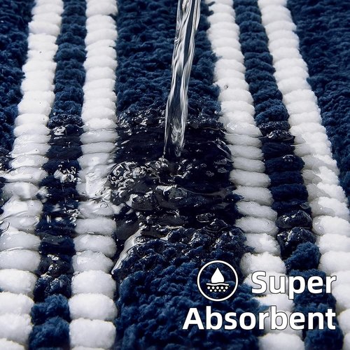 Arenarug Extra Soft Chenille Bathroom Rugs - Non-Slip & Machine Washable | 17x24 Blue Bath Mat
