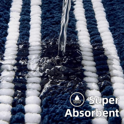 Arenarug Extra Soft Chenille Bathroom Rugs - Non-Slip & Machine Washable | 17x24 Blue Bath Mat