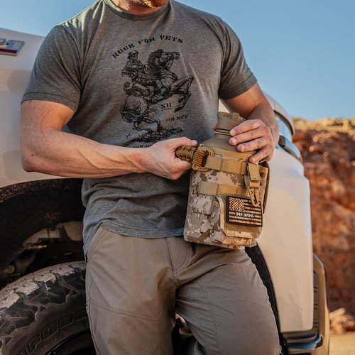 Iron Infidel Battle Bottle - Insulated 64 oz Tactical Stainless Steel Water Jug with Handle | Rugged Gym Bottle (MARPAT)