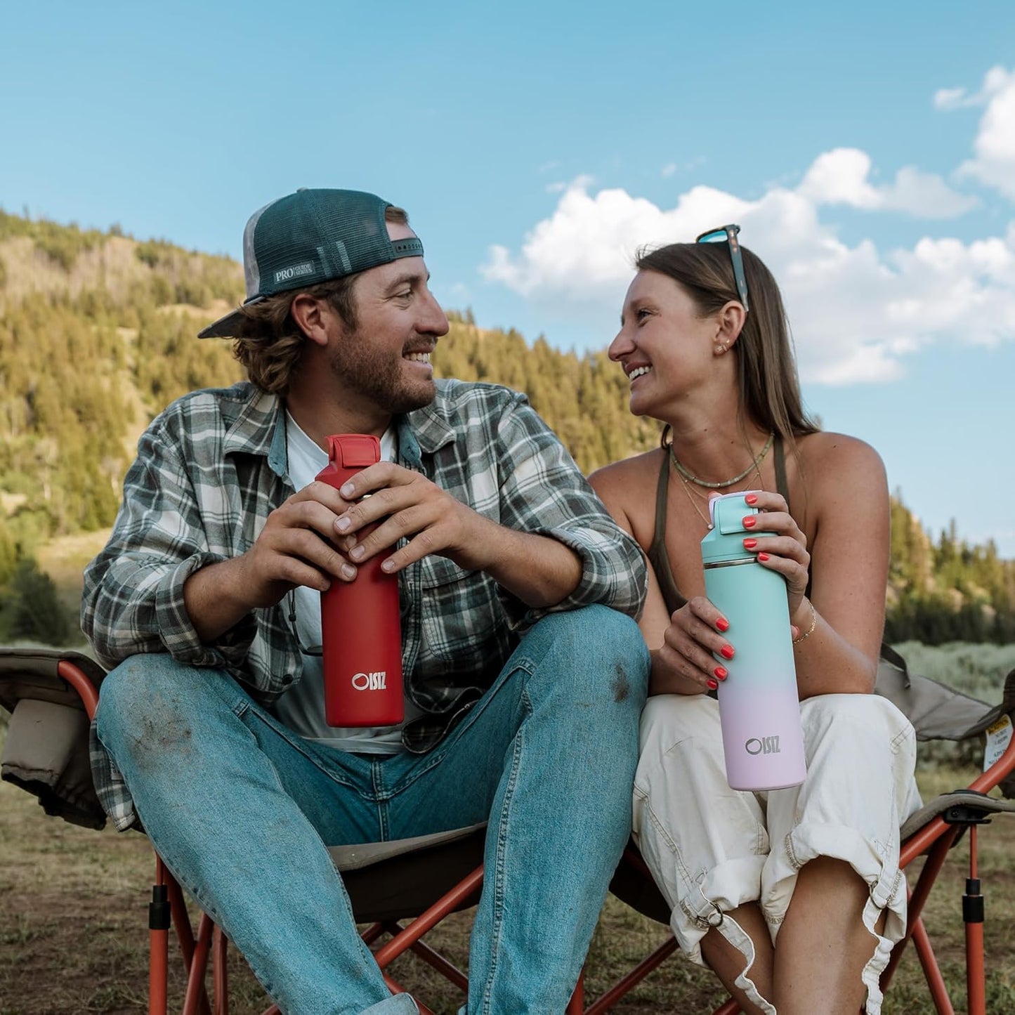OISIZ Insulated Water Bottle - 24 oz Vacuum Stainless Steel with 2-in-1 Spout & Straw Lid | 100% Leakproof, Keeps Drinks Cold for 24 Hours