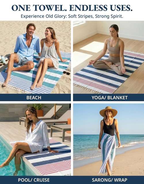 LANE LINEN Beach Towels for Women - 2 Pack Large Beach Towels Oversized, Pre-Washed, Sand Free Towel, Quick Dry, Lightweight and Soft Bath Towel, 39"x71" - Old Glory Teal