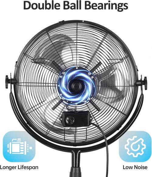 BEESTAR 18-Inch Heavy Duty Pedestal Fan - High Velocity, Adjustable Height & Tilt, Metal Design | Black