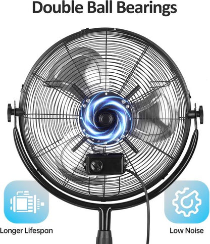 BEESTAR 18-Inch Heavy Duty Pedestal Fan - High Velocity, Adjustable Height & Tilt, Metal Design | Black